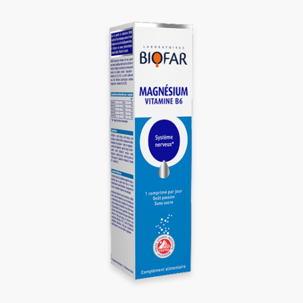 Biofar Magnesium Vitamine B6-B2 Comprimé Effervescent B/20