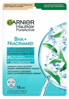 Garnier Skin Active Masque Tissu Anti-Imperfections Bha Et Niacinamide