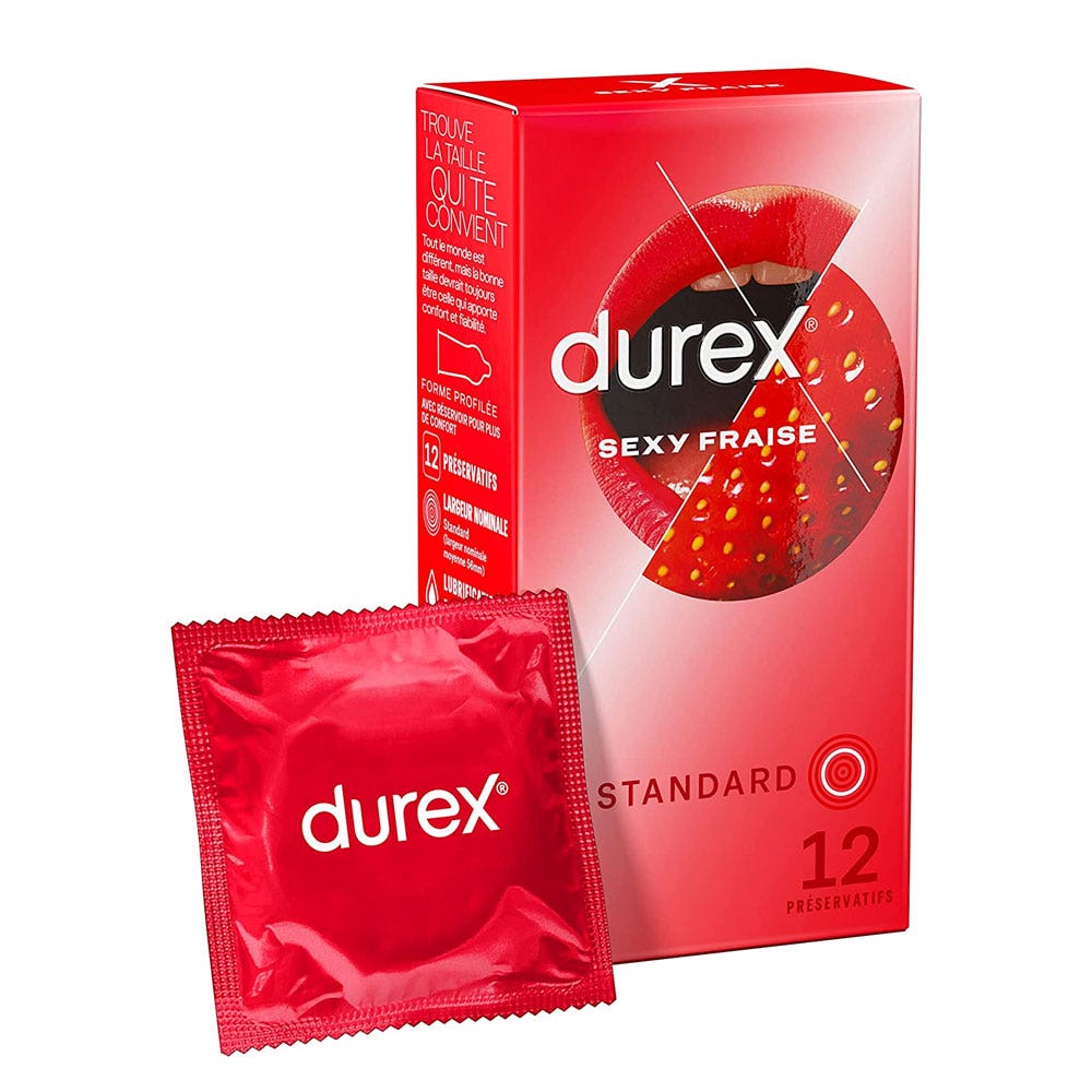 Durex Sexy Fraise Préservatifs Standard X12