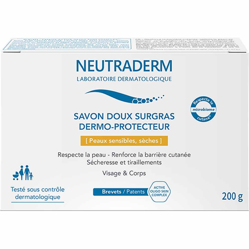 Neutraderm Savon Solide Doux Surgras Dermo Protecteur Peaux Sèches 200g