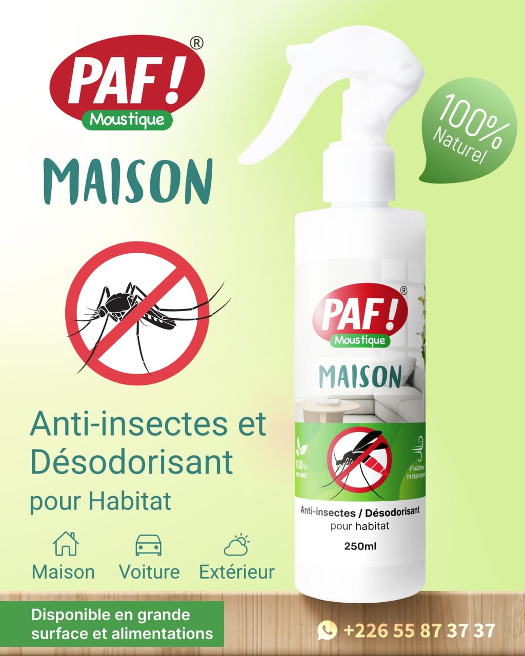 PAF Spray Antimoustique pour maison 250ml